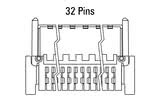 Dimensionet e prizës Zero8 me 32 pin të pjerrët