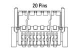 Dimensionet e prizës Zero8 me 20 pin të pjerrët